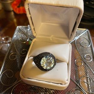 925 Sterling black spinel and aquamarine